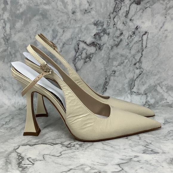 Sam Edelman Women's 8M Ivory Leather Odette Slingback Pumps Pointed Toe P18-29 - Picture 3 of 8